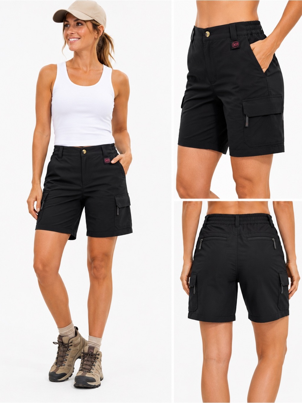 Little Donkey Andy Women’s Cargo Hiking Shorts NWT Black Quick Dry Size Small
